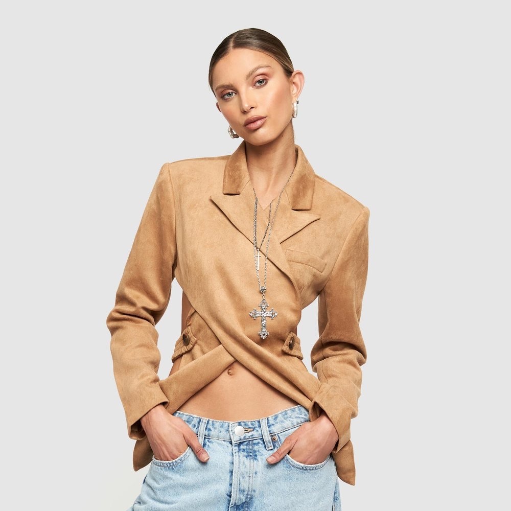 Lioness In Lourve Cut Out Blazer - CAMEL